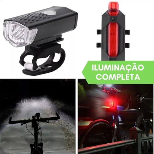 COEMA Kit de luzes de bicicleta recarregável, conjunto de farol e lanterna traseira, impermeável, vá