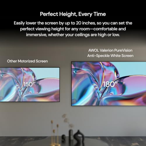 Image of AWOL Valerion 100 inch PureVision Fixed Frame Projector Screen, Laser Speckle Reduction, PET Matte Screen, 4K /8K UHD Ready, True Color with 1.0 Gain, 170 Wide Viewing Angle, Long Throw & UST Compatible