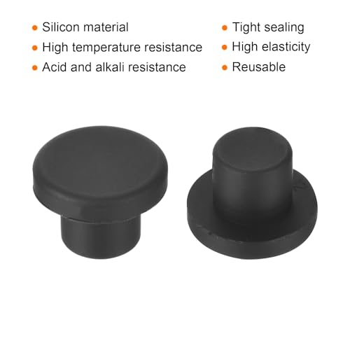 Image of uxcell High Temp Silicone Plug Mount Dia 12mm /0.47 inch t Shaped Rubber Stopper Hole Plugs for Powder Coating Plating Waterproof Plugs Sealing Plugs Black Pack of 36(OD 20mm)