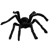 DvBCNMe Spinne, Halloween Deko, 75 cm Schwarze Vogelspinne, Gruselige Partydekoration für Innen- und Außenbereich, Plüsch-Dekoration für Halloween, Karneval oder Mottoparty