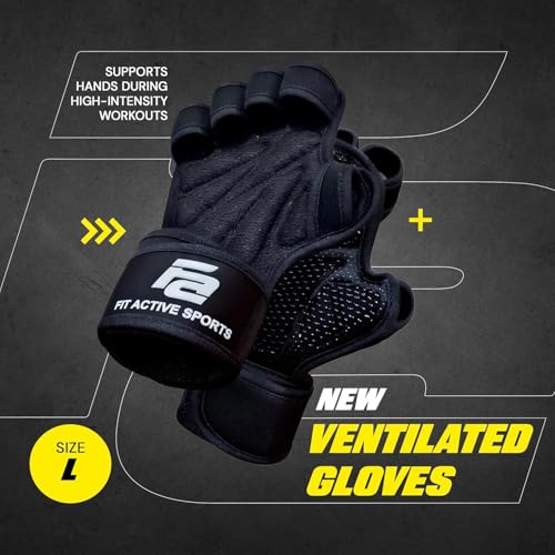 image for Fit Active Sports Ventilated Weight Lifting Gloves with Built-in Wrist