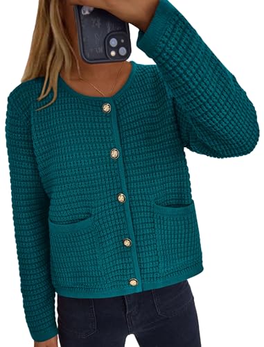 PRETTYGARDEN Women Knit Cardigan Sweaters Fall Fashion Long Sleeve Open Front Button Down Trendy Casual Jacket Winter Clothes