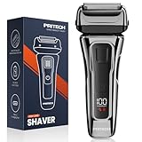 PRITECH Foil Shaver for Men, Electric Razor with Tight Foil Technology, Skin-Friendly Design, Easy Blade Replacement, Cordless Rechargeable with Pop-Up Trimmer, LED Display,Waterproof