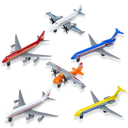 LXONTSG Avión de Juguete en Miniatura, 6 Piezas Aircraft Toy, Aviones de Juguete Set, Modelo de Avión Aleación, Avión Metal Fundido a Presión, Regalo para Fiestas de Cumpleaños Niños Niñas