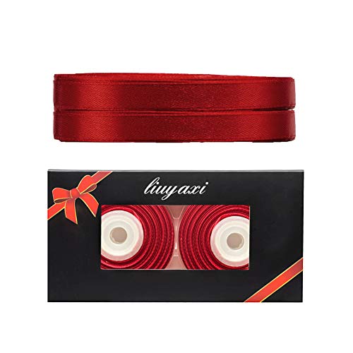 Image of Solid Color Double Faced Burgundy /Maroon Satin Ribbon 3 /8 inch X 50 Yards, Ribbons Perfect for Crafts, Wedding Decor, Bow Making, Sewing, Gift Package Wrapping and More
