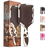 FRAMAR Paddle Hair Brush Detangler, Detangling Hairbrush For Women, Wet Hair Brush For Girls, Hair Detangler Brush, Wet Hairbrush, Hairbrushes, Girls Hairbrush Detangler, Reduces Frizz – Cow Print