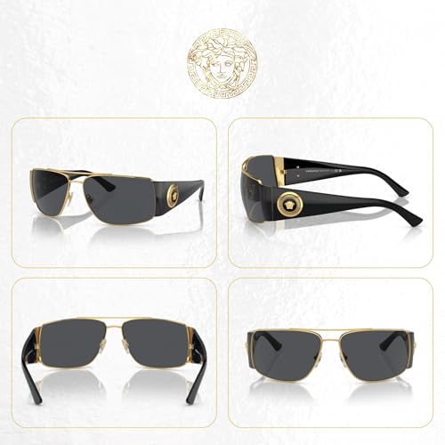 Versace VE2163 Rectangular Sunglasses Bundle for Men for Women, Gold/Grey - image 3
