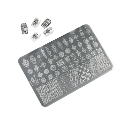 Versátil placa de sello de uñas de acero inoxidable para diseños artísticos, cuadrículas a rayas y plantillas de patrón de pata de gallo, herramienta portátil de diseño de uñas, accesorios de joyería