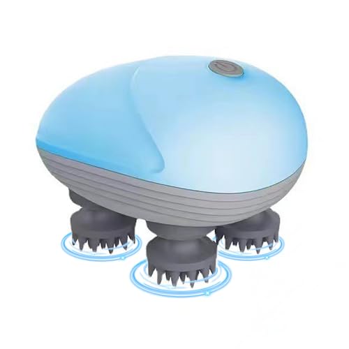 Mineup Elektrisches Kopfmassagegerät, IPX7 Wasserdicht Katzen Massagegerät, Kopfmassagegerät Elektrisch, 3 Stufen und 4 Massageköpfen, Kopfhaut...