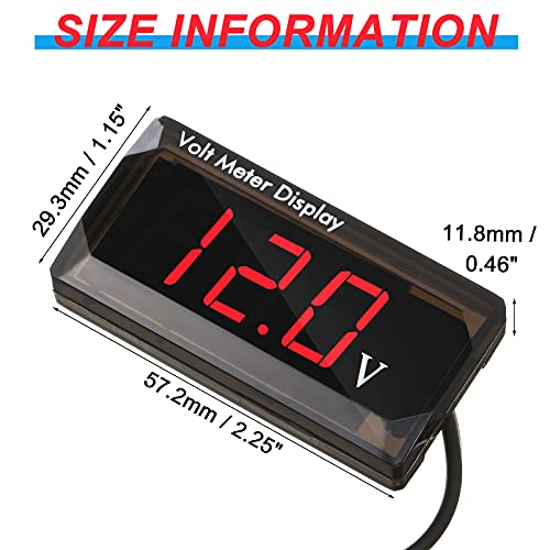 DC 12V Auto Digitales Voltmeter LED Anzeige Spannung Messung Auto Digitales Spannung Messer Panel 4-28V Voltmeter Anzeige für Fahrzeug Motorrad Lastwagen ATV SUV (Rot)