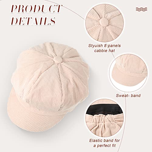 6 Pieces Newsboy Hats For Women Octagonal Beret Hats Corduroy Cabbie Painter Cap Retro Baker Boy Hat For Ladies Girls Winter Fall Spring, 6 Colors #TOP5