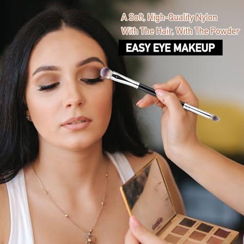 Eyeshadow Brush Eye Makeup Brush Professional Blending Eyeshadow Makeup Brushes for Concealer Eyebrows Eyeliner Soft Hairs Makeup Tool (Black-EB02) - Image 5