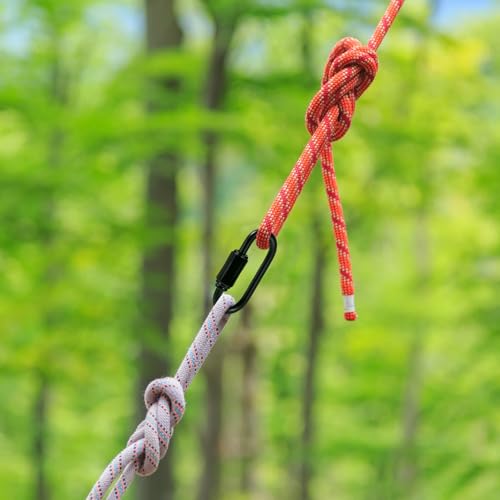 VILLCASE 8 Stück D-Form-Verschlusskarabiner, Schwarze Schnellglieder, Kettenglieder, Strapazierfähige Karabinerhaken, 38X20mm/1,5X0,8 Zoll, Für Camping, Wandern, Rucksäcke, SchlüsselanhäNger