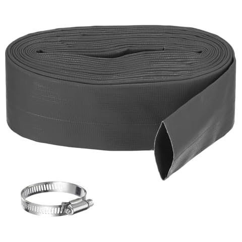 Rebower Pool Backwash Hose, 2 Inch x 25ft Reinforced Drain Hose PVC Lay Flat Water Discharge Pump Hoses Cover