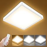 Smanu LED Deckenleuchte Dimmbar mit Fernbedienung,18W 1500LM,3000K-6000K Einstellbar Flach Deckenlampe Panel Quadrat für Badezimmer,Schlafzimmer,Wohnzimmer,Küche,Keller, Balkon,22cm,Weiß
