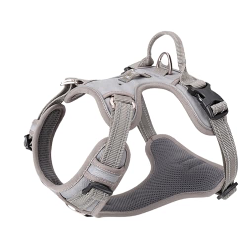 KDBT 【中型犬・大型犬用】犬ハーネス リードセット ?外キャンプ用 ペット用品 ベストタイプ 反射材付き 付けやすくて快適 通気性良好 散歩 安心 (XS,グレー)