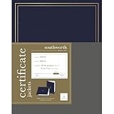 Southworth Foil Enhanced Certificate Holder, 9.5”  x 12”, 105 lb/285 gsm, Navy, Felt Finish, 5 Ct. (PF6)