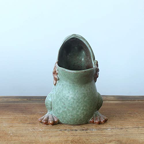 123Arts Ceramic Frog Shape Planter Retro Succulent Flower Pot Ornament,7 Inch #TOP20