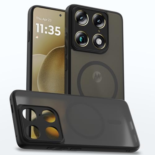Image of Pikkme Back Cover for Motorola Moto Signature 5G Compatible with Mag-Safe Smoke Back | Shockproof Design | Hard Transparent Back Case (Black Smoke Mag-Safe)