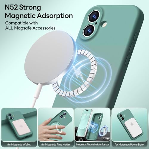 Image of LOVE 3000 Designed for iPhone 17 Case, Premium Silicone [Compatible with Magsafe][Soft Anti-Scratch Microfiber Lining] Shockproof Protective Phone Case for Men Women 6.3 inch, Pine Green