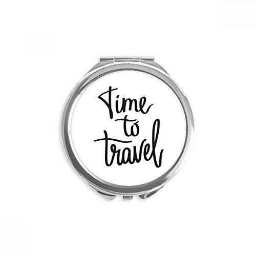 Miroir rond maquillage de poche portable 2,6x2,4 pouces citation voyage