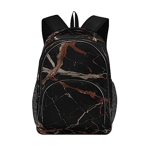 Cartable sac à dos tournesols marbre noir pour adolescents et étudiants