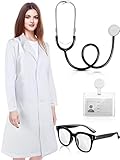 SATINIOR Doctor Costume Adult Women Scientist White Long Sleeve Lab Coats with Stethoscope for Science Doctor Nurse(Small)