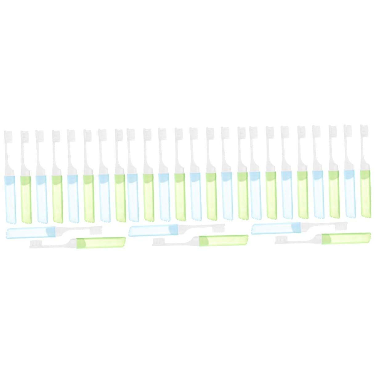 30piezas Cepillos De Dientes Plegables Cerdas y Camping Cepillos Portátiles Para Bucal Azules Verdes