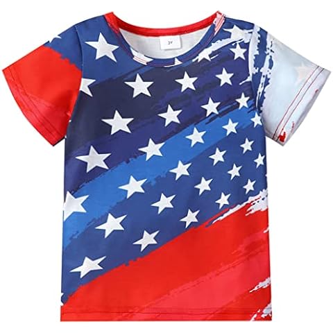 Boys Girls American Flag T-Shirt for Kids Cover
