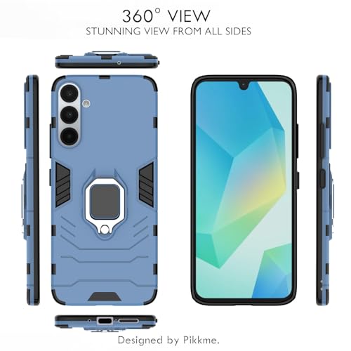 Image of Pikkme Back Cover for Samsung Galaxy A56 5G | 360 Protection | Ring Holder | Kickstand | Tough Armor Case (Blue)