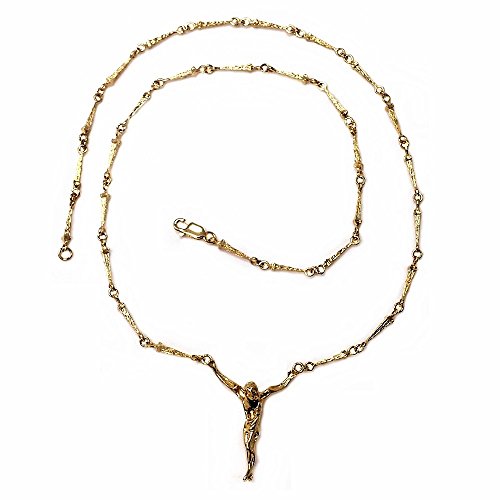 Colgante crucifijo oro 18k Cristo Dalí cadena clavos 51cm [AB4665]