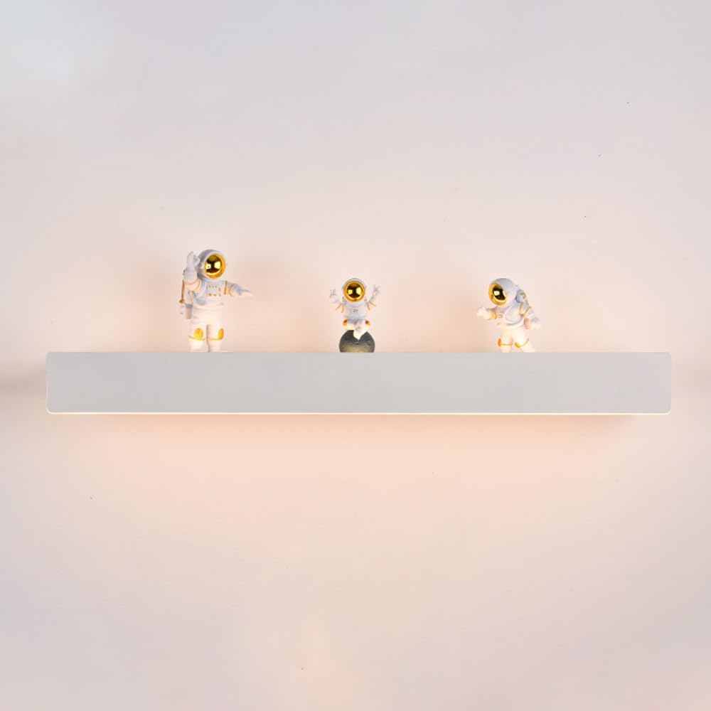 Long Strip Creative Astronaut Led Lamp for Bedroom Bedside, White Lighting with Acrylic Shade 3 Color Mode, Living Child's Room Wall Lights