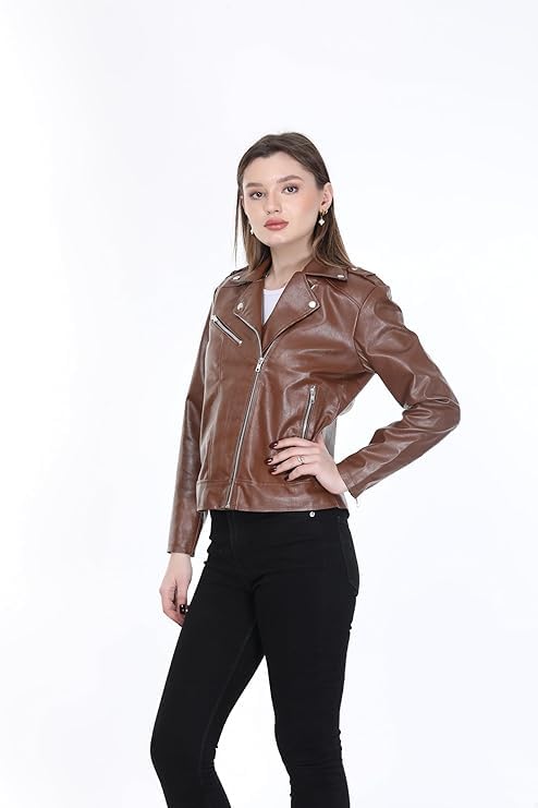 Image of Women Leather Jacket Solid and Riding Biker trending Jacket