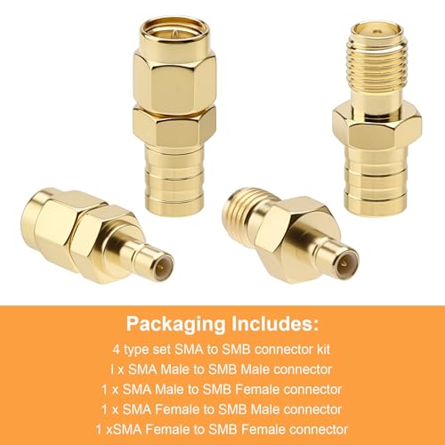 ZMDMAH DAB Autoradio Adapter, SMA zu SMB, 4 hochwertige Adapter, universell kompatibel für Automotive, Telekommunikation