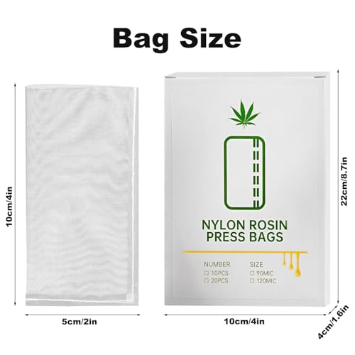 20 Stück Rosin Press Bags Nylon 5x10cm - Doppelt Vernähte Presstaschen mit Hochfestem Mesh-Filter für Harzgewinnung & Öl-Extraktion | Professionelle Rosin Presse Zubehör Kolophonium Taschen(90 MICRON)