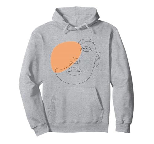 Hand Drawn One Line Art Face Pullover Hoodie
