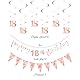 XJLyaya 1 Set Geburtstag Deko, 18 Geburtstag Deko, Geburtstagsdeko 18 Mädchen, Roségoldene Flaggendekoration, Geeignet für Geburtstagsfeiern, Jubiläen, Feiern zur Volljährigkeit