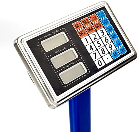 300KG / 661lb LCD Digital Platform Scale, Heavy Duty Transport and Folding Floor Post Scale Agricultural Vertical Weighing, Durable Large Platform, Commercial/Industrial Desktop Scales (Blue)