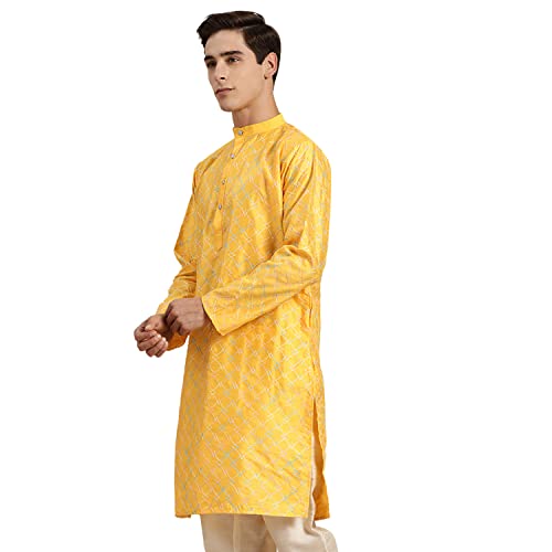 Image of SOJANYA Men's Silk Intricate Multi-Thread Embroidered Long Kurta | Ethnic Wear for Festive & Wedding