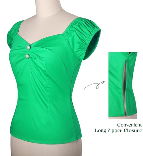 Image of YARN & INK Women's Rockabilly Tops 1950s Pinup Shirt Casual Off Shoulder Vintage Blouse