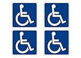 Disabled Wheelchair Symbol ADA Compliant Handicap Access Sign Pack of 4 5 X 5 Inch Blue Window...
