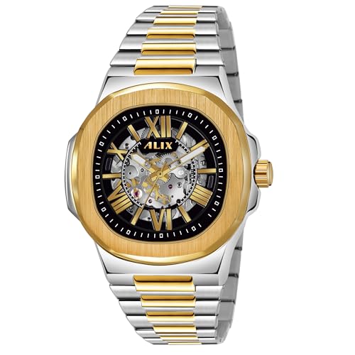 Image of ALIX AL2904 Automatic Mechanical Self-Winding Skeleton Dial 30 ATM Waterproof with Stainless Steel Band Wrist Watch