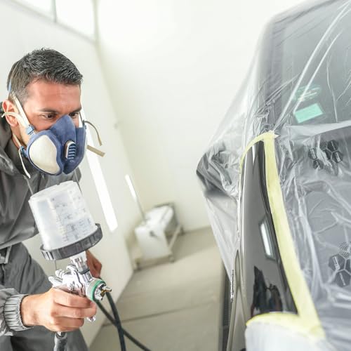 Image of RBL Products AutoMask Paint Masking Film - Lint-Free, Anti-Static, Waterproof & Solvent-Resistant - Pre-Taped for Quick & Accurate Vehicle Masking
