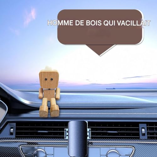 Figurine en Bois pour Tableau de Bord Artisanale avec Diffuseur Intégré