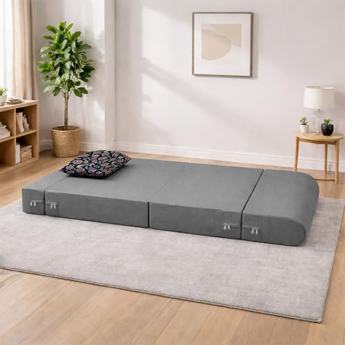 Image of Convertible 3 * 6 Single Seater Sofa Cum Bed | Foldable Sofa Bed for Apartments & Studio Rooms (Grey, URBANPRO)
