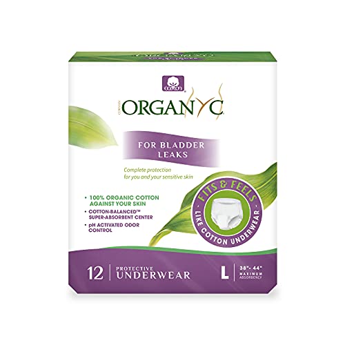 Image of Organyc Bladder Control Underwear for Women - Organic Cotton Protective Underwear for Incontinence, Leak Protection, Odor Protection and Sensitive Skin, Large, 48 Count