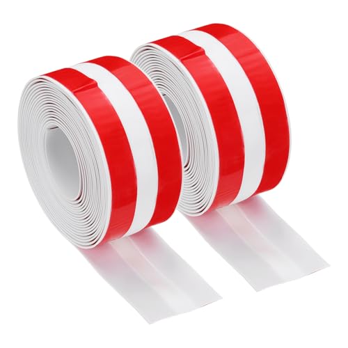 Image of uxcell 126 inchx1.5 inch Caulk Tape Waterproof Tape Not Go Moldy Double Line Self Adhesive Shower Tape Caulk Strips for Kitchen Countertop,Bathroom Toilet Floor White 2Pcs