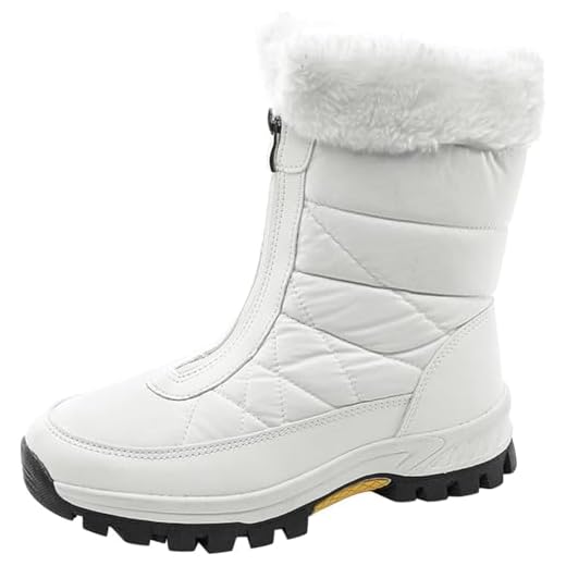 Botas Térmicas Unissex, Botas De Neve, Sapatos De Inverno, Botas De Neve Femininas Leves Forradas Com Eixo Curto, Botas De Inverno Simples, White, 9 UK