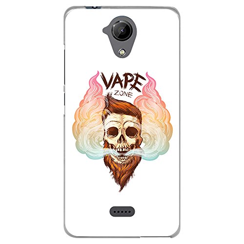 BJJ Funda Transparente para [ Wiko U Feel Lite ], Carcasa de Silicona Flexible TPU, diseño: Calavera Hipster vapeador, Vape Zone