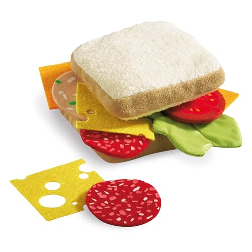 HABA Soft Sandwich Play Food Set - 12-Piece Pretend Lunch Kit for Kids - Toy Kitchen Accessories for Imaginative Cooking & Role-Play for 3 Years and Up